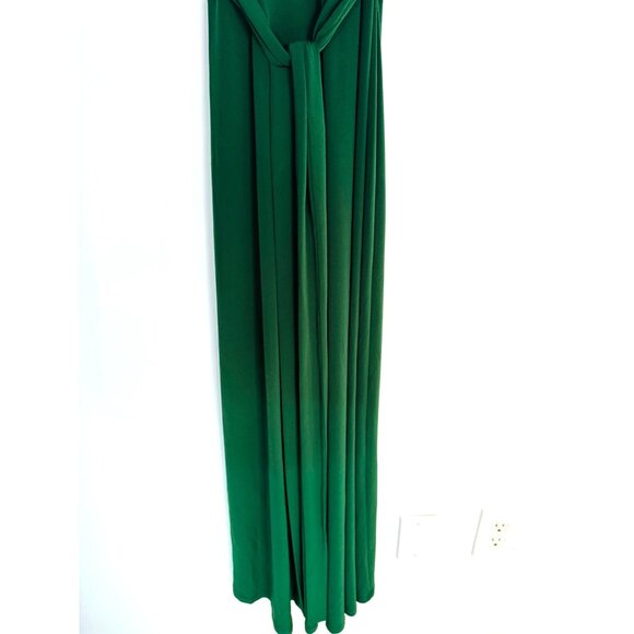 Michael Kors 10 Green Pleated V-Neck Wrap Maxi Dress - Picture 13 of 16